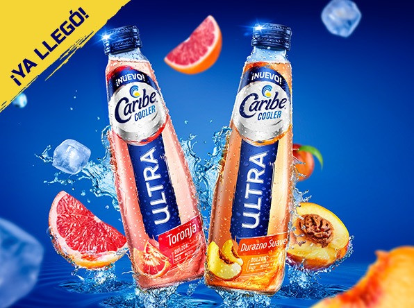 YA LLEGÓ CARIBE COOLER ULTRA SABOR TORONJA Y DURAZNO SUAVE.